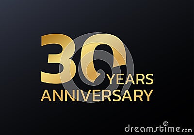 30th anniversary logo. 30 years celebrating icon or golden badge. Vector illustration. Vector Illustration